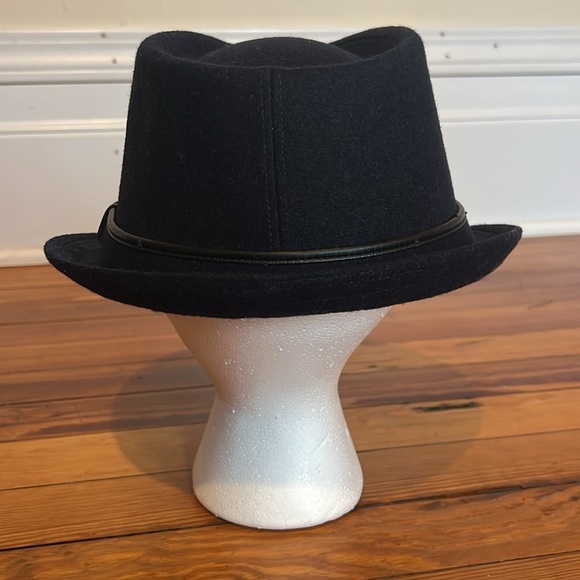 Classic Dark Navy Blue Herschel Hat Co Wool Fedora Hat Size Large - Picture 4 of 10
